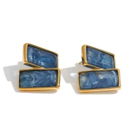 Yhpup Multi Color Stainless Steel Acrylic Resin Rectangle Stud Earrings Tarnish Resistant Daily Fashion Jewelry PVD Plated