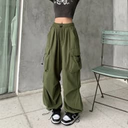 Chic Matching Loose Women's Wide Leg Pants Elastic Waist Drawstring Patchwork Straight Leg Pant Casual Streetwear New Sportswear