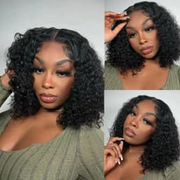 220% Density Short Bob Wig 16Inch 13x4 Water Deep Wave Lace Front Bob Wigs Human Hair 5x5 Lace Closure Curly Bob Wigs Human Hair