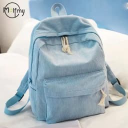 1pcs Personalized Backpack Large Capacity Corduroy Schoolbag Hand-Made Unique Name Custom Multicolor Rope Yarn Color Decoration