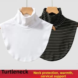Women's Versatile Stripe Half High Neck Faux Collar Scarf Neck Protection Winter Cold Resistance Autumn Spring Fashion Accessory