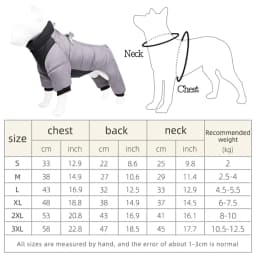 Winter Warm Dog Jacket Reflective Four Legged Clothes Outdoor Waterproof and Windproof Traction Harness Jumpsuit Chihuahua Coat