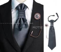 Newest Men's Soild Color Tie Brooch Set Red Ajustable NeckTie Luxury Gemstone Brooch Classic Suit Tuxedo Groom Wedding Accessory