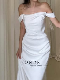 Sondr Boat Neck Simple Korean Wedding Dresses Corset Floor-Length Elegant Japanese Wedding Party Dresses Customized Photo Shoot