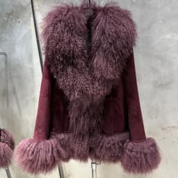 Sheep Collar Coats Women Winter Luxury Mongolian Fur Leather Jackets with Long Sleeve 7251