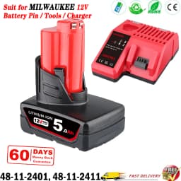 1/2/4 Pcs 5.0Ah M12 Battery + M12-18C Charger Combo Replace for Milwaukee 12V Battery Pin 48-11-24602 48-11-2460 Power Tools