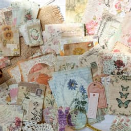 100pcs Vintage Scrapbooking Light Paper Kit DIY Junk Journal Collage Stationery Background Decor Materials for Creative Projects