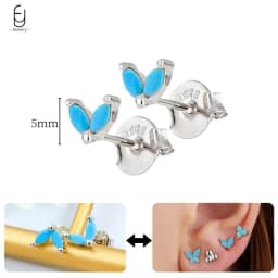 925 Sterling Silver Needle Exquisite Turquoise Silver Earrings for Women Blue Crystal Geometry Pendant Earrings Luxury Jewelry