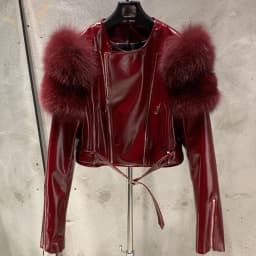 GO BALLISTIC YA Ladies' Genuine Leather Jacket with Fur Sleeve Women's Natural Lambskin Outfit