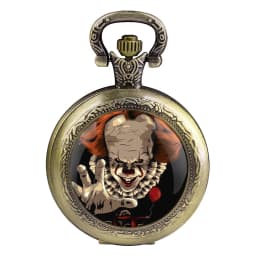 Creative Clown Design Glass Dome Quartz Pocket Watch Watch Children Student Birthday Gift Souvenir Men Women Necklace Pendant