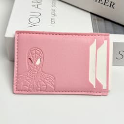 Personalized Leather ID Card Holder with Superhero Mask Design Great Gift Option Travel Wallet ID Card Holder