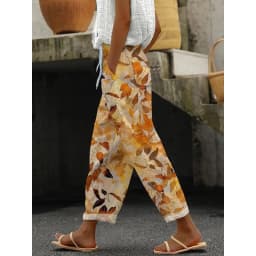 Ladies New Hot Plus Size Printed Simple Roll-up Casual Pants Streetwear Women PantsNine-minute Pants Breathable CoolSummer