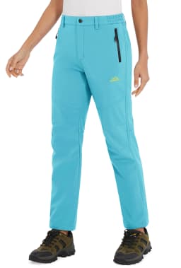 TACVASEN Womens Winter Waterproof pants Fleece Lined Softshell Trousers With Zipper Pockets Thermal Cargo Outdoor Ski Pants