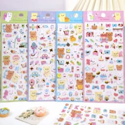 4 pcs/lot Cartoon Shopping Bear Rabbit Crystal 3D Stickers Scrapbooking Diy Journal Stationery Decor School Supplies GIft