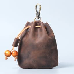 Handmade Vintage Genuine Leather Drawstring Coin Purse Mini Portable Soft Leather Key Wallet For Ladies