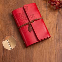 Vintage Leaf Hand Book Faux Leather Notebook - 75 Sheets Kraft Paper Leather Bound Daily Notepad for Lined Paper