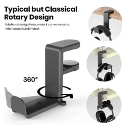 360° Rotating Headphone Stand Desktop Headset Holder Desk Hanger Hook Headphone Storage Hangin Organizer For PC Gaming Headset