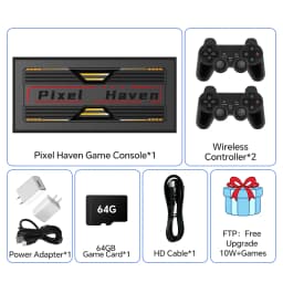 4K HD Retro Game Box Pixel Haven Video Game Console Plug&Play for TV 35500+Games for DC/PS1/PSP/SS/MAME/NES/Sega with Controller