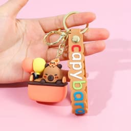Capybara Keychain PVC Soft Key Accessories Cute Party Gifts for Christmas for Boys and Girls Key Buckles Metal