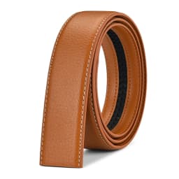 Cowhide Leather (ready Stock) Men's Leather Automatic Waist Band Strap White Belt Without Buckle