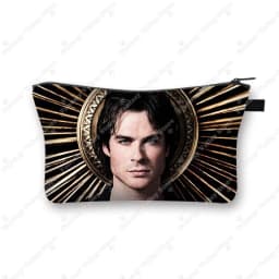 The Vampire Diaries Cosmetic Case DAMON Women Makeup Bag TVD Lipstick Storage Bags Harajuku Zipper Pouch Cute Toiletry Bags