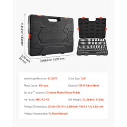 SucceBuy Socket Set 86 Pieces 3/8 1/4 1/2in Drive Socket and Ratchet Set SAE Metric Mechanic Tool Kit with Ratchet Wrench