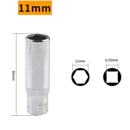 1Pc 1/4'' Hex Socket Adapter 4~14mm Deep Ratchet Wrench Head 50/25mm Length Impact Driver Hand Tools Car Repairing Accessories
