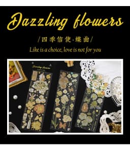 3 Sheets/pack Laser Bronzing PET Hot Stamping Jellyfish Cute Bear Dog Florals Transparent Decorative Stickers