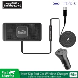 Polmxs Car Wireless Charging for 15W Qi Type C Wireless Charger Mat Non Slip Pad for iPhone 14 13 12 Pro Max Samsung S22/S21/S20