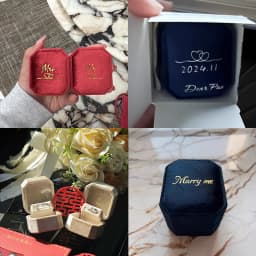 TAIMY Mini Black Velvet Ring Box Personalized Jewelry Case Custom Logo Marry Me Ring Box Marry Engagement Ring Box Jewelry Case
