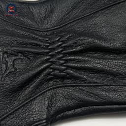 2025 New Winter man deer skin leather gloves male warm soft men's glove black three lines design men mittens sheep hair lining