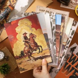 Plus Size 50sheets Washi Stickers Material Paper Collection Book Western Cowboy Gothic Castle Style DIY Scrapbook Supplies