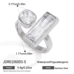 Uworld Minimalist Stainless Steel Smooth Asymmetric Ring Oval Hollow Stackable Ring Large Spherical Ring Women's Jewelry