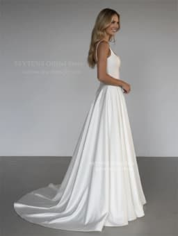 SSYTENS Elegant Simple Square Collar Wedding Dress for Women Satin A-Line Women Backless Bride Gown Customized Vestidos De Novia
