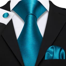 Barry.Wang Jacquard Water Duck Blue Men's Tie With Pocket Square Cufflinks Set Exquisiet Necktie For Male Wedding Business