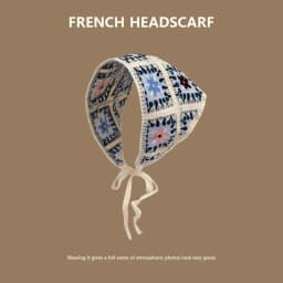 Creative Multicolor Knitting Flower Headband Little Daisy French Crochet Triangle Headscarf Spring Outing Pastoral Style Scarf