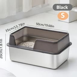 Extra Large Stainless Steel Cat Litter Box with High Wall Enclosure Non-Stick Leak Proof Easy to Clean Includes Lid