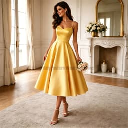 Customized Wedding Dress Midi Beige Satin Bead Spaghetti Strap Wedding Gowns for Women 2026 Bride Tea Length A Line Bridal Gown