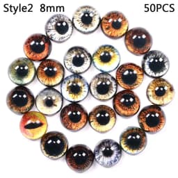 50Pcs Glass Eyes Cabochons Round 8MM-10MM Round Dome Dragon Eye Animal Eye For Craf DIY Jewelry Accessory MIX Pupil Eye Cameo