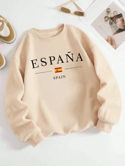 España Spain Flag Design Womens Y2K Sweatshirts All-Match Loose Pullover Autumn Fleece Streetwear Casual O-Neck Clothing