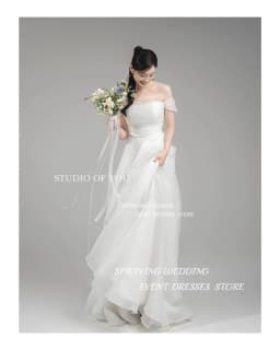 SPRAYING Off Shoulder Korea Wedding Dresses Strapless Organza A Line Bridal Gown Elegant Long Women Photo Shoot Customized 2025