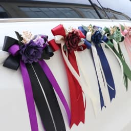 Yannew 6pcs Multi-use Wedding Car Door Handle Decoration Flowers Car Rearview Mirror Flower Just Married Auto Decor Accessories