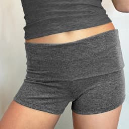 Summer Slim Yoga Shorts Women Casual Solid Color Fold Over Low Waist Lounge Shorts