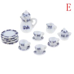 1Set 1:12 Miniature Porcelain Tea Cup Set Chintz Flower Tableware Kitchen
