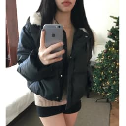 Warmth Stylish Short Version Long Sleeve Zipper Coat Women's Cotton Outerwear Daily Fashionable with Furry Collar Commute