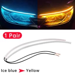 12V 2Pcs LED DRL Car Daytime Running Light Flexible With Start Sequential Scan Turn Signal Light Universal Headlight Lamp Strips