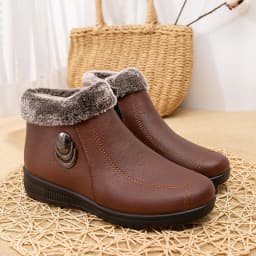 2025 Top Quality Mom Leather Ankle Boots Women Non-slip Winter Fur Snow Boots Female Wedge Oxford Sneakers Womens Winter Shoes