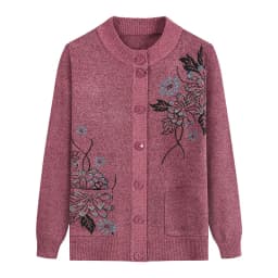 New Print Middle-Aged Mother's Spring Autumn Long-Sleeve Sweater Women Knitted Bottoming Shirt Wool Winter Grandma Cardigan