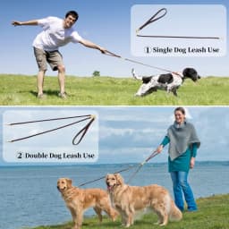 Benepaw Genuine Leather Double Dog Leash Durable Heavy Duty No Tangle Dual Puppy Pet Leads For Small Medium Dog Walking Training