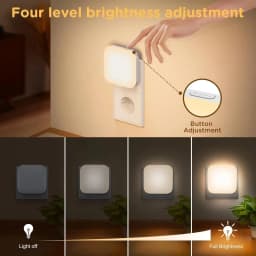 1pc/2pcs Lights By Night Dimmable LED Night Light, Plug-in, Dusk to Dawn Sensor, Adjustable, Compact, 4 Settings, Ambient Light